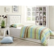 Best Master Faux Leather Full/Queen Headboard Tufted Crystal Rhinestone in White
