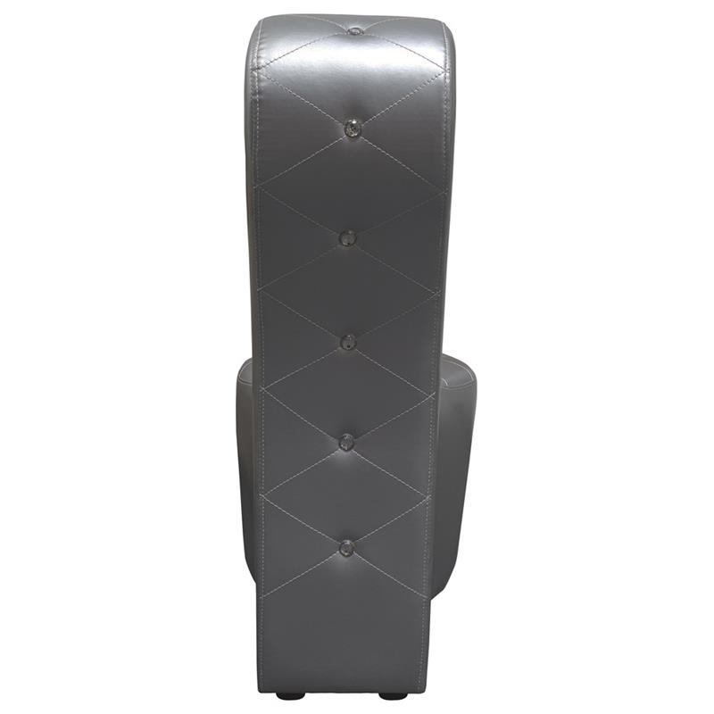 Best Master High Heel Faux Leather Crystal Studs Shoe Chair in Silver