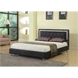 Best Master Faux Leather Queen Platform Bed with Crystal Tufted Buttons in Black