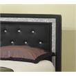 Best Master Faux Leather Queen Platform Bed with Crystal Tufted Buttons in Black