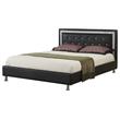 Best Master Faux Leather Queen Platform Bed with Crystal Tufted Buttons in Black