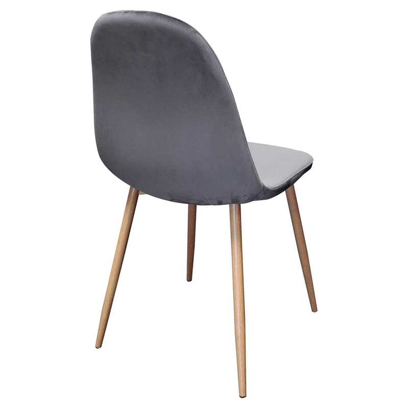 Best Master Mid-Century Velvet Upholstered Dining Side Chair in Gray (Set of 4)