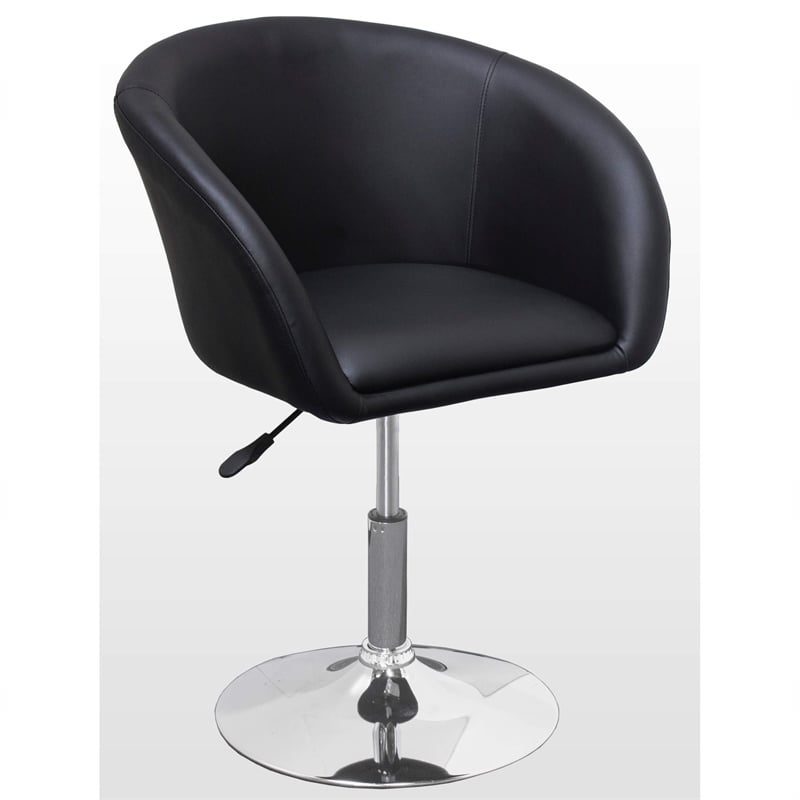 Best Master Furniture Faux Leather Swivel Coffee Chair in Red/Chrome Legs