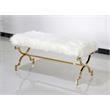 Best Master Faux Fur Upholstered Bench with Stainless Steel Frame in White/Gold