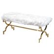 Best Master Faux Fur Upholstered Bench with Stainless Steel Frame in White/Gold