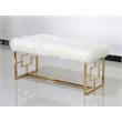 Best Master Stainless Steel and Faux Fur Bench in White/Gold