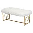Best Master Stainless Steel and Faux Fur Bench in White/Gold