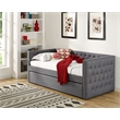 Best Master Tufted Fabric with Nailhead Twin Daybed and Trundle in Trina Beige