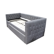 Best Master Tufted Fabric with Nailhead Twin Daybed and Trundle in Trina Beige