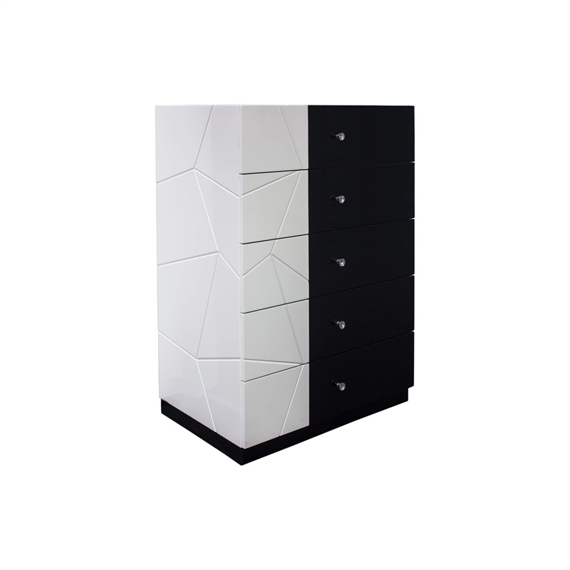 Best Master 5-Drawer Poplar Wood Bedroom Chest in White/Black