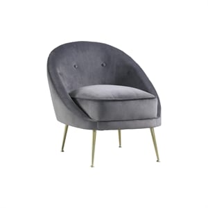 Best Master Furniture Olivia 19&quot Velvet Accent Chair with Gold Legs in Gray