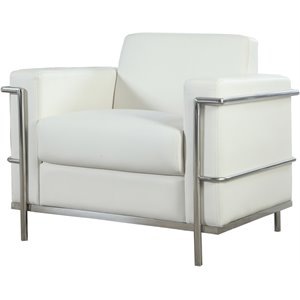Best Master Furniture Sherry 36&quot Modern Faux Leather Accent Chair in White