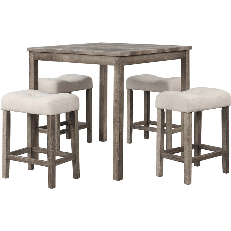 Best Master Furniture Vitalita 5 Piece Wood Counter Height Dining Set in Natural