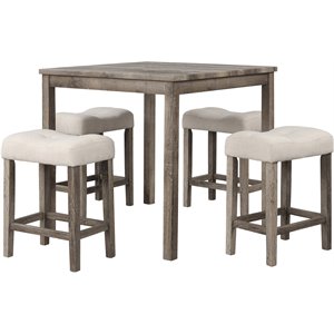 Best Master Furniture Vitalita 5 Piece Wood Counter Height Dining Set in Natural