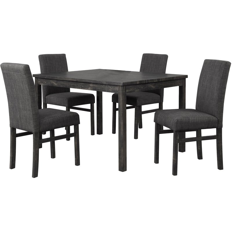 Best Master Furniture Vitalita 5 Piece Rectangular Wood Dinette Set in Charcoal