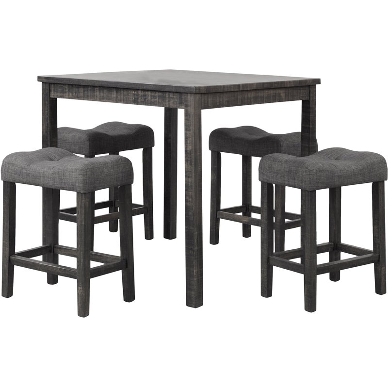 Best Master Furniture Vitalita 5 Piece Wood Counter Height Dining Set in Black