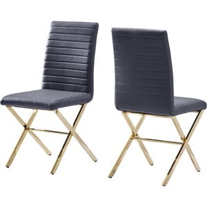 Best Master Furniture Timber 20.5&quot Faux Leather Dining Chair in Gray (Set of 2)