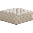 Best Master Furniture Kelly Square Transitional Linen Fabric Ottoman in Beige