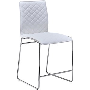 Best Master Furniture Duncan 24&quot Faux Leather Counter Stool in White/Chrome