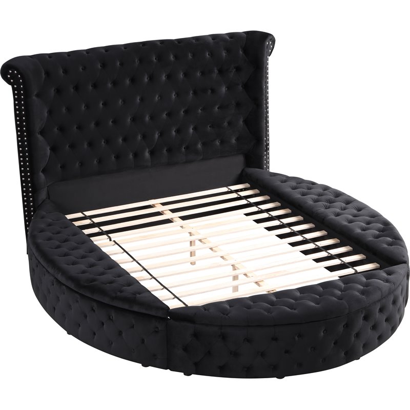 Best Master Furniture Isabella Velvet Platform King Bed with Storage in Black