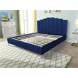 Sicily Velvet Fabric King Platform Bed in Blue