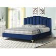 Sicily Velvet Fabric King Platform Bed in Blue