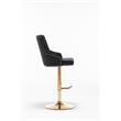 Brightcast 2-piece Velvet Tufted Gold Bar Stools in Black