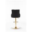 Brightcast 2-piece Velvet Tufted Gold Bar Stools in Black