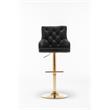 Brightcast 2-piece Velvet Tufted Gold Bar Stools in Black
