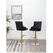 Brightcast 2-piece Velvet Tufted Gold Bar Stools in Black