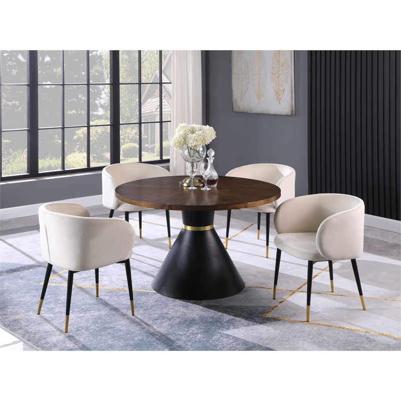 Hemingway 5-piece Round Dinette Set in Cream Velvet