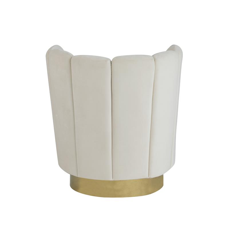Ellis Velvet Upholstered Swivel Accent Chair in Cream Velvet