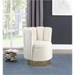 Ellis Velvet Upholstered Swivel Accent Chair in Cream Velvet