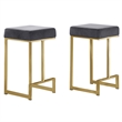 Dorrington Modern Velvet Backless Counter Height Stool in Gray/Gold (Set of 2)