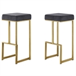 Dorrington Modern Velvet Backless Bar Stool in Gray/Gold (Set of 2)