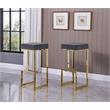 Dorrington Modern Velvet Backless Bar Stool in Gray/Gold (Set of 2)