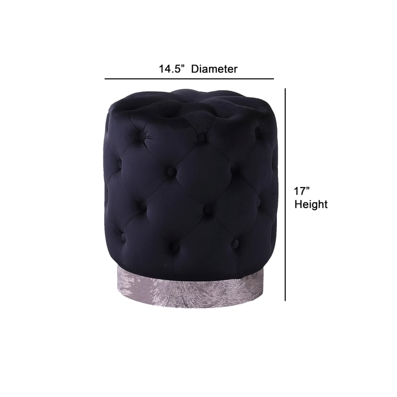 Jacobson Tufted Velvet Black Accent Ottoman