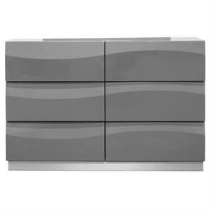 Leon Modern High Gloss Dresser in Gray