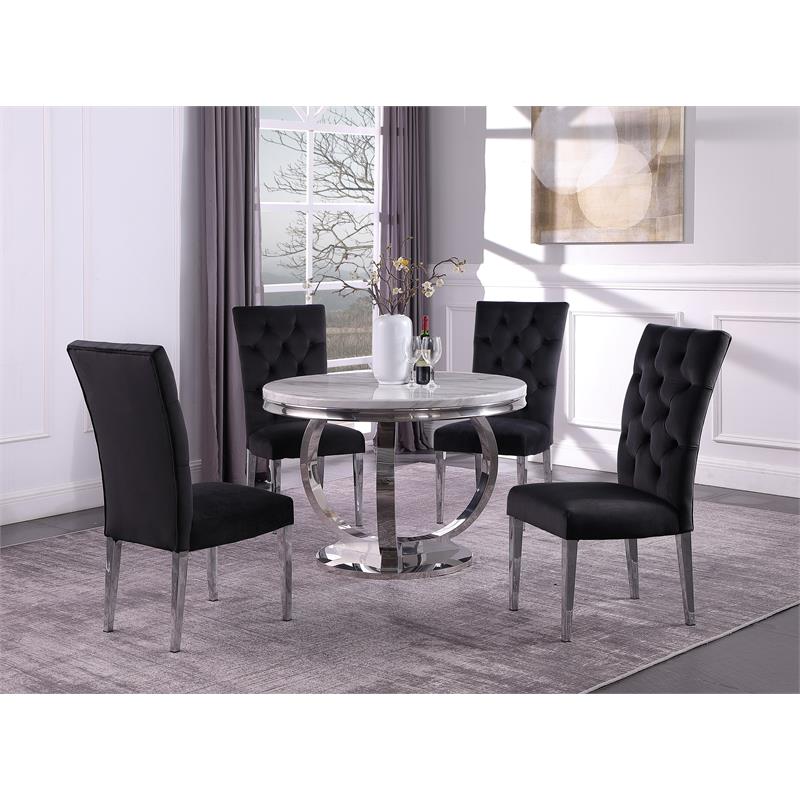 Layla Modern Velvet Upholstered Side Chairs in Black (Set of 2)
