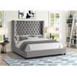Yvonne Velvet Upholstered Queen Platform Bed in Gray