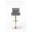 Brightcast 2-piece Velvet Tufted Gold Bar Stools in Dark Gray