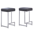 Dorrington Faux Leather Backless Counter Height Stool in Gray/Silver (Set of 2)