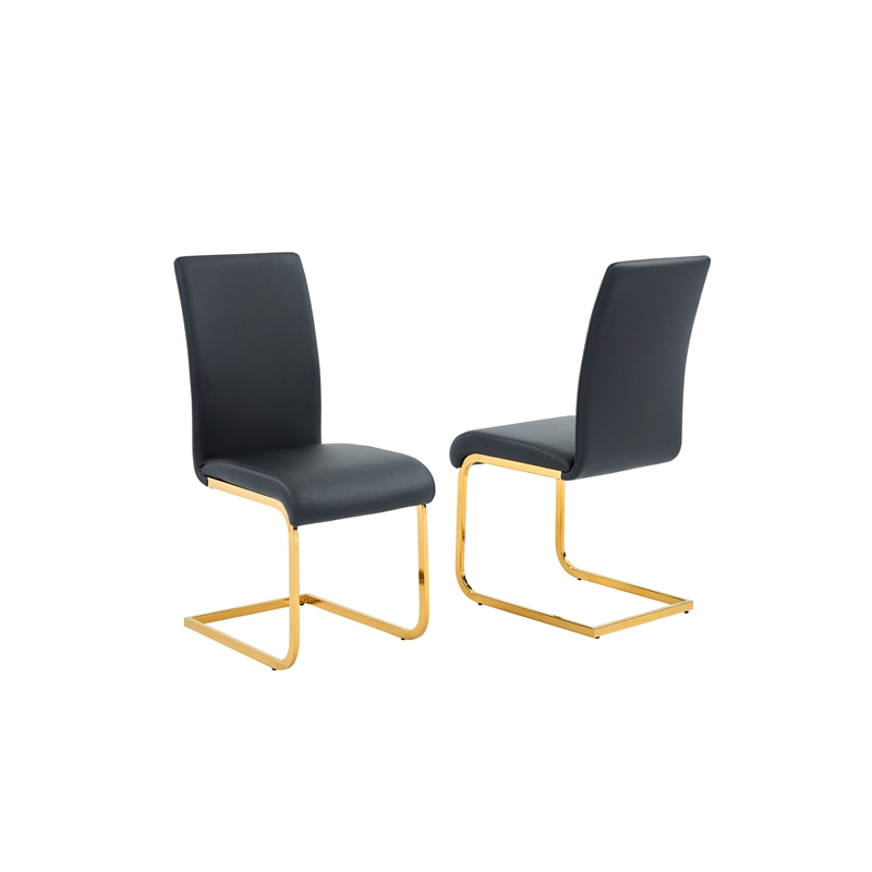 Alison 5-piece Modern Glass Top Dinette Set in Black/Gold