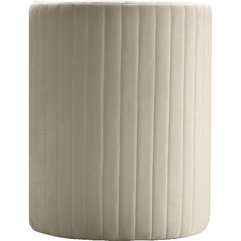 Best Master Seager Cream Velvet Round Arm Chair with Ottoman