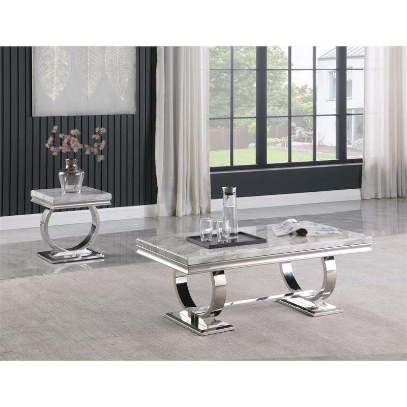 Lexington Rectangle Faux Marble Coffee Table