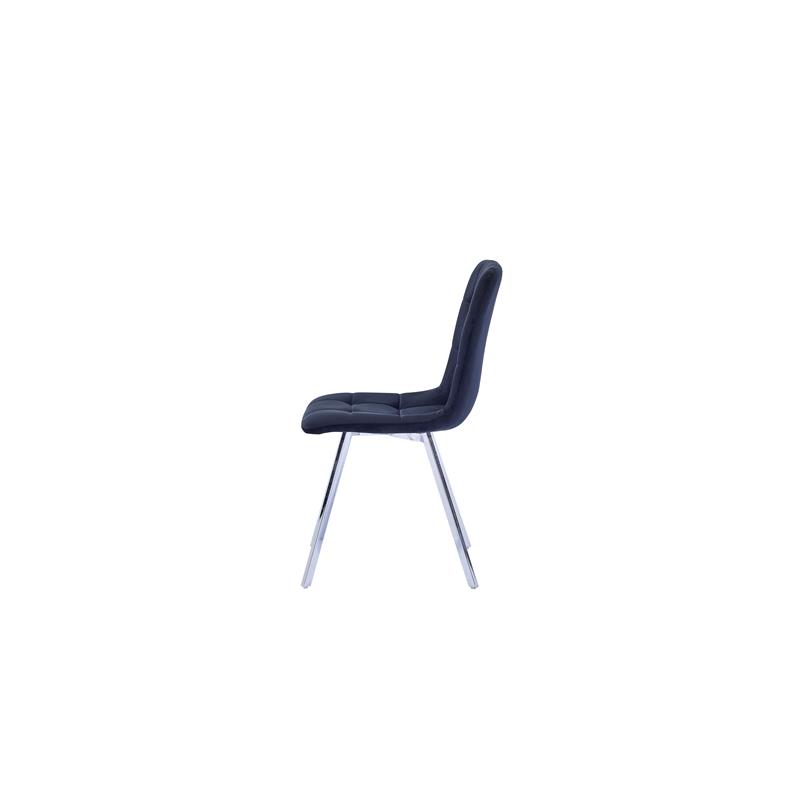 Huey Black Velvet Fabric Side Chairs in Silver (Set of 4)
