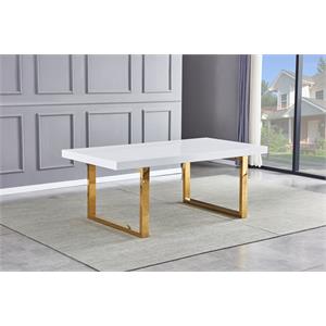 Best Master Furniture Padraig Rectangle White Modern Dining Table in Gold