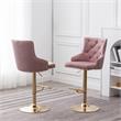 Brightcast 2-piece Velvet Tufted Gold Bar Stools in Pink
