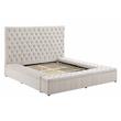 Cierra Velvet Platform Cal King Bed with Storage in Cream
