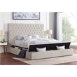 Cierra Velvet Platform Cal King Bed with Storage in Cream
